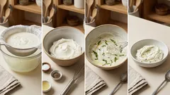 하룻밤 물기만 빼면 꾸덕해져요: 바질 두유 요거트 크림치즈 스프레드 레시피