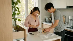 마스크 빈 박스로 비닐봉투를 티슈처럼 뽑아 쓰는 주방 정리법